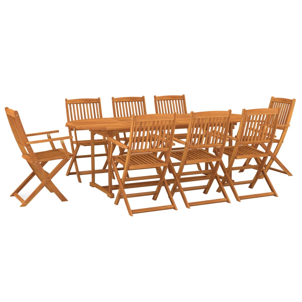 vidaXL 9 Piece Garden Dining Set 220x90x75 cm Solid Wood Acacia