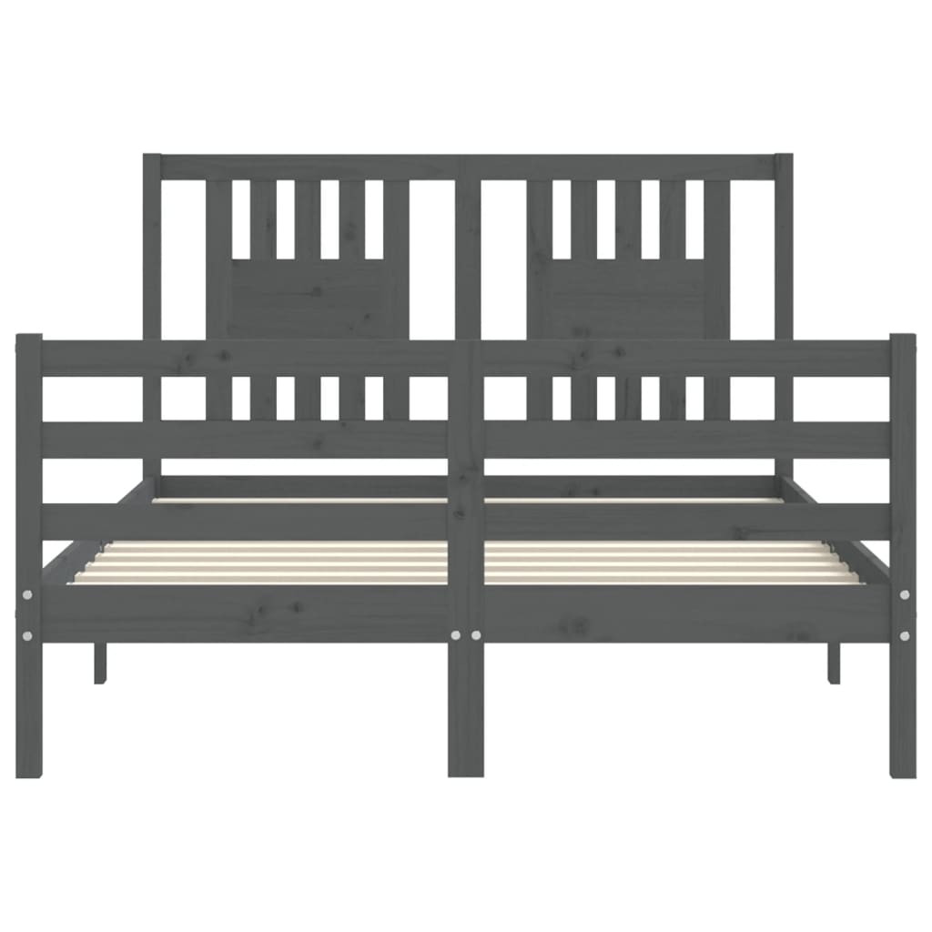 vidaXL Bed Frame without Mattress Grey Double Solid Wood