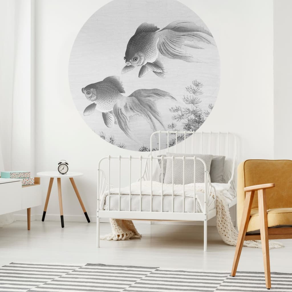 WallArt Wallpaper Circle Two Goldfish 142.5 cm