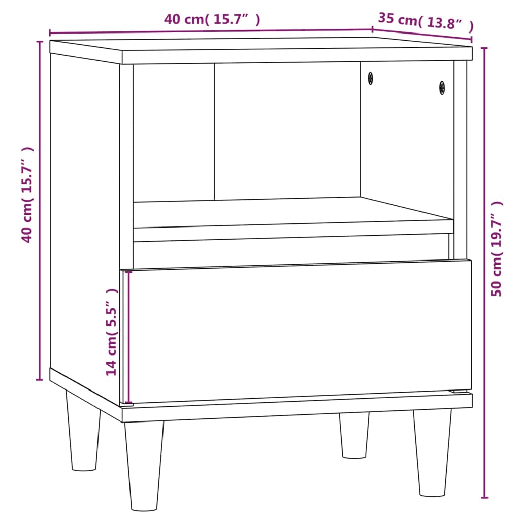 vidaXL Bedside Cabinets 2 pcs White 40x35x50 cm