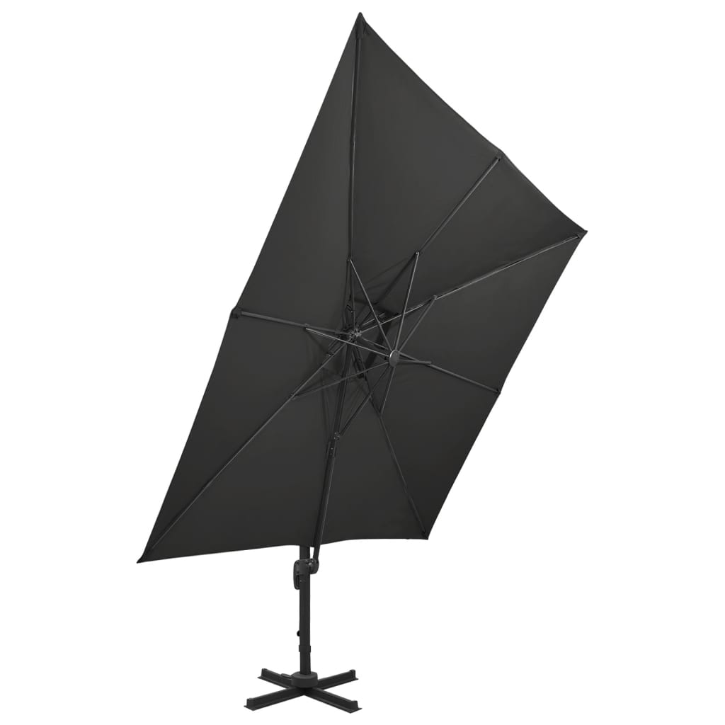 vidaXL Cantilever Garden Parasol with Double Top 300x300 cm Black