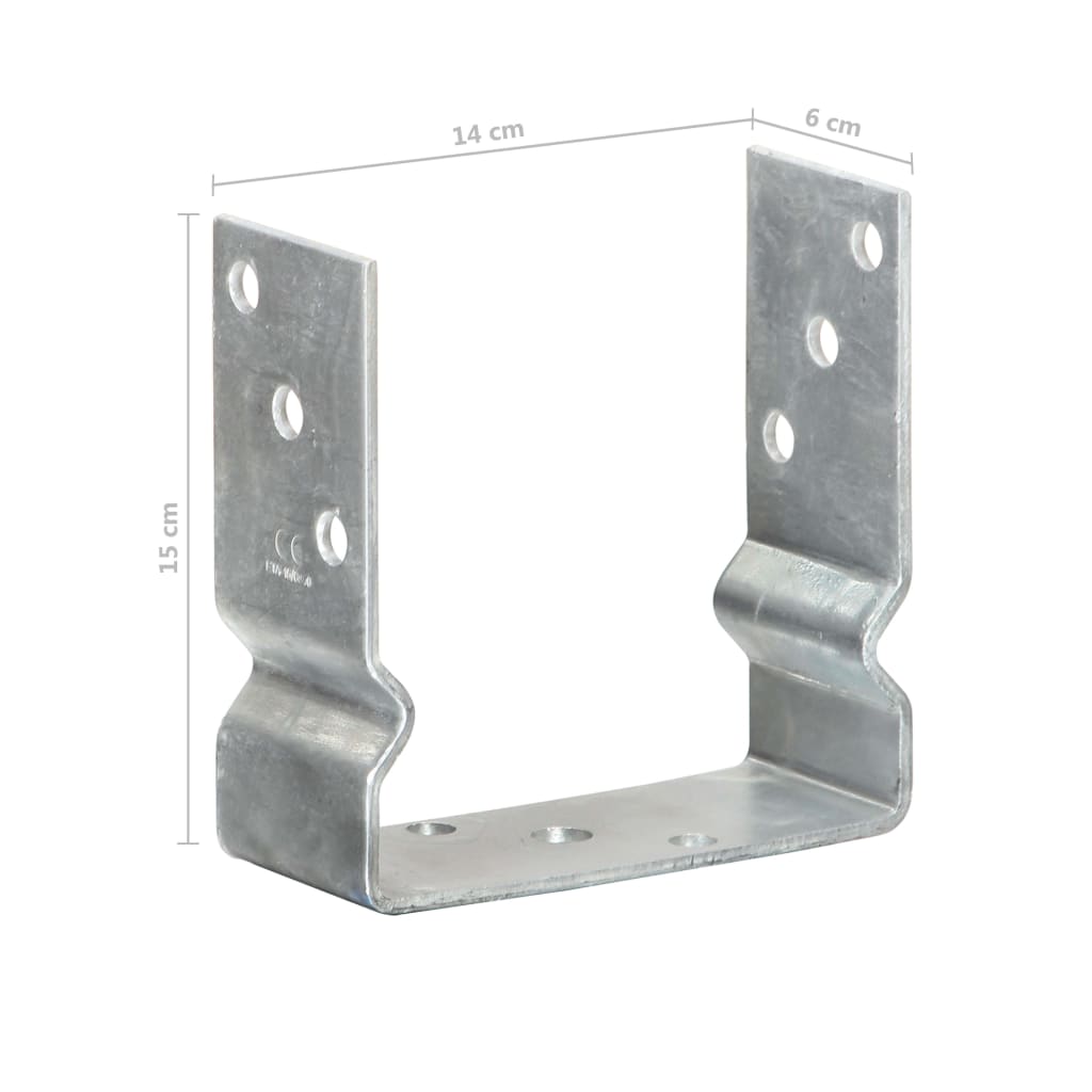 vidaXL Fence Anchors 6 pcs Silver 14x6x15 cm Galvanised Steel