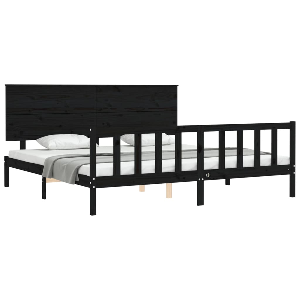 vidaXL Bed Frame without Mattress Black 200x200 cm Solid Wood Pine