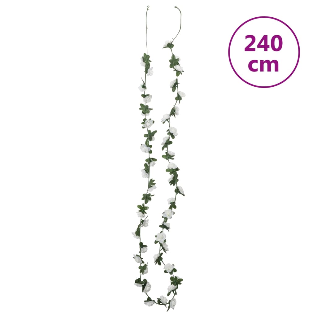 vidaXL Christmas Flower Garlands 6 pcs White 240 cm