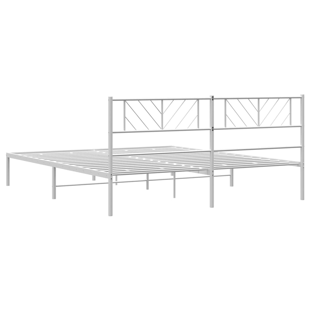 vidaXL Metal Bed Frame without Mattress with Headboard White 193x203 cm