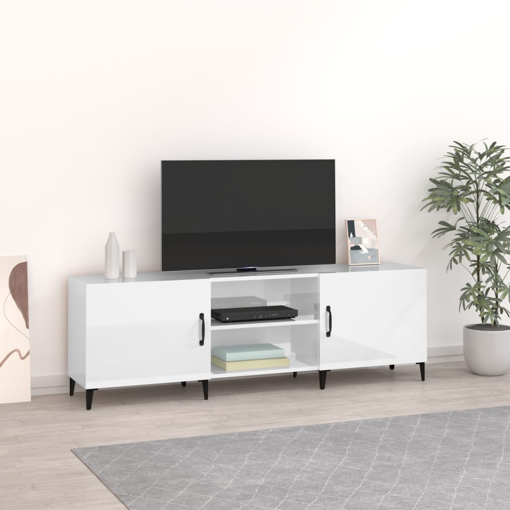 vidaXL TV Cabinet High Gloss White 150x30x50 cm Engineered Wood