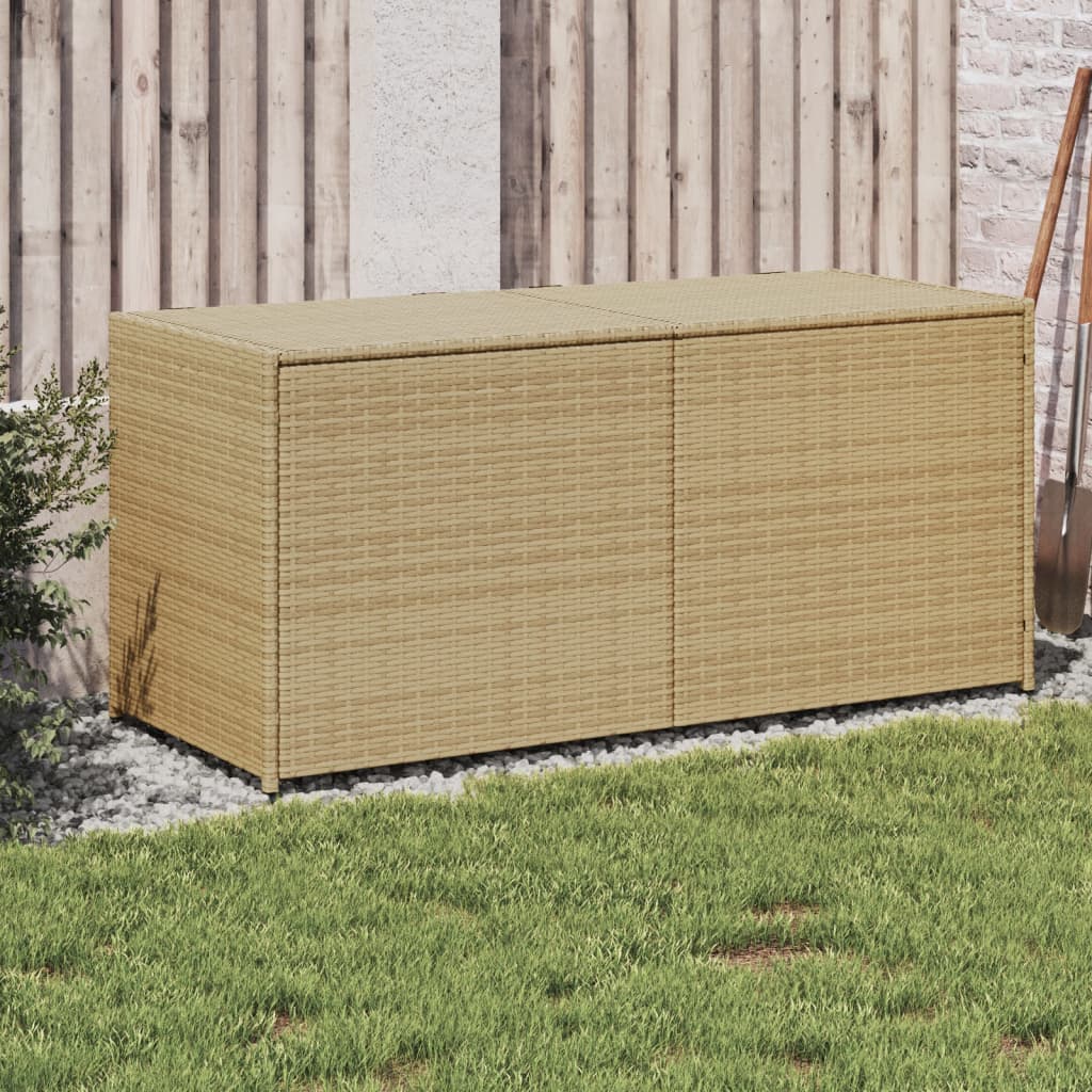 vidaXL Garden Storage Box Mix Beige 283L Poly Rattan