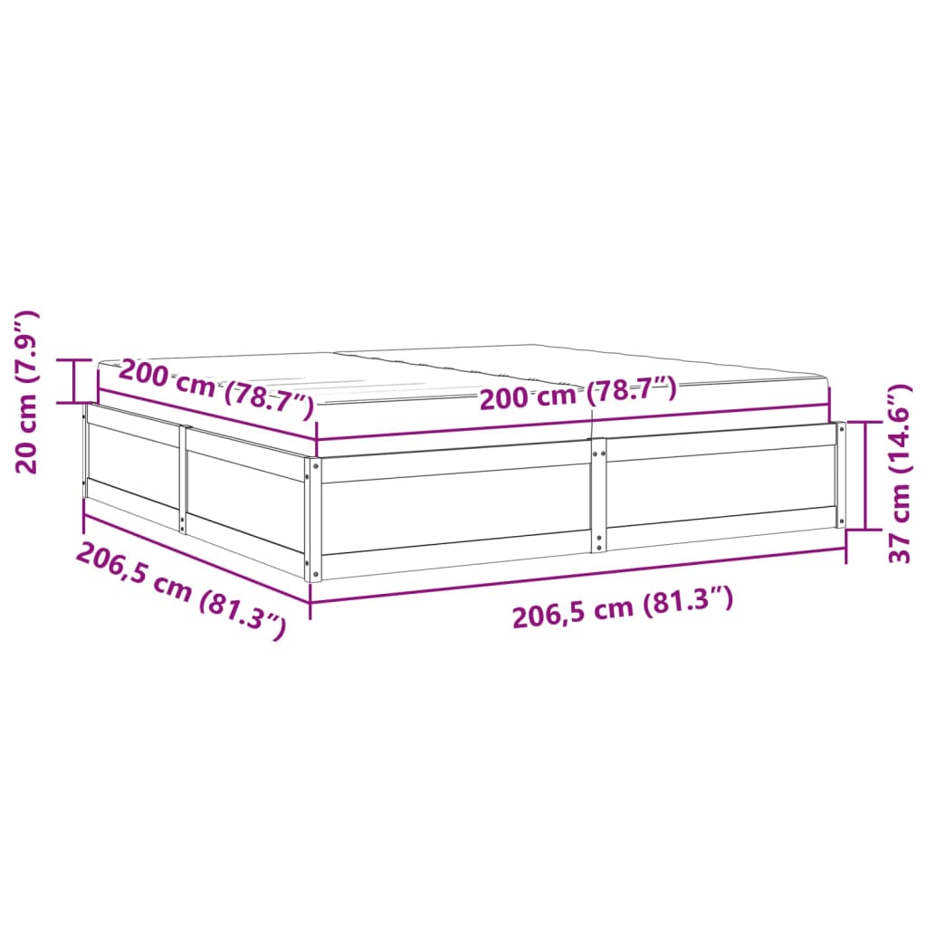 vidaXL Bed with Mattress 200x200 cm Solid Wood Pine