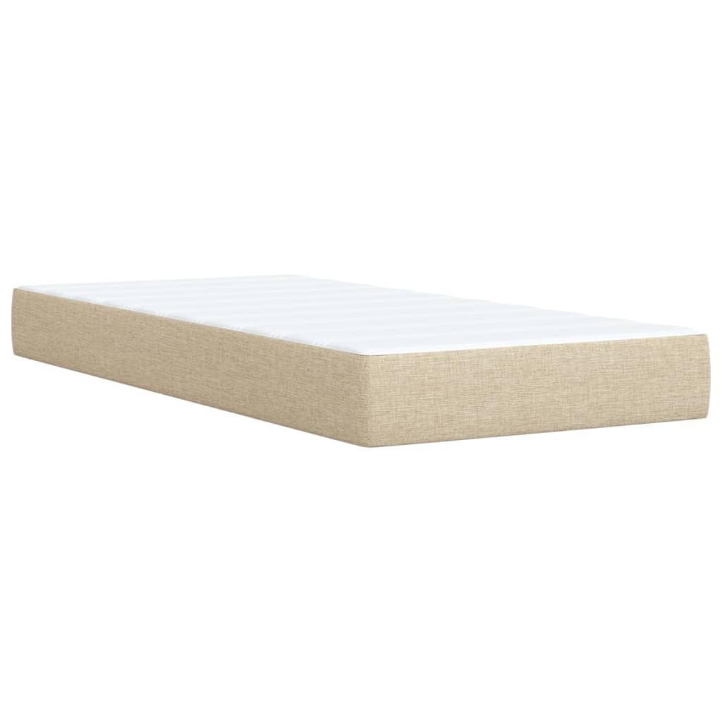 vidaXL Box Spring Bed with Mattress Cream 100x200 cm Fabric