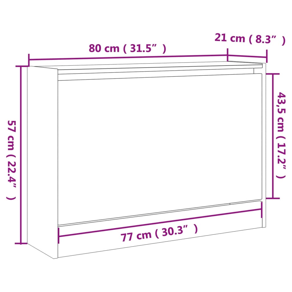 vidaXL Shoe Cabinet Grey Sonoma 80x21x57 cm Engineered Wood