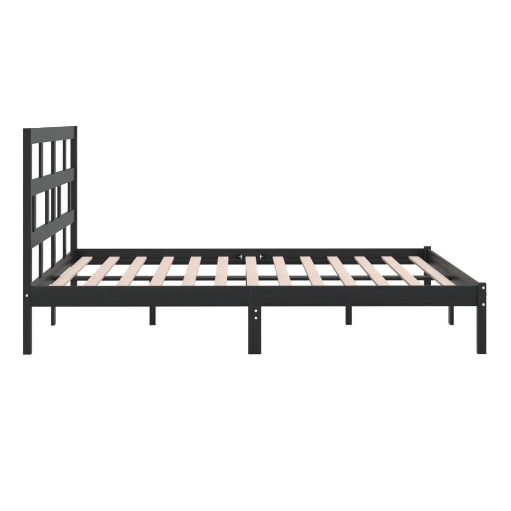 vidaXL Bed Frame without Mattress Black Solid Wood Pine 200x200 cm (810041+814218)