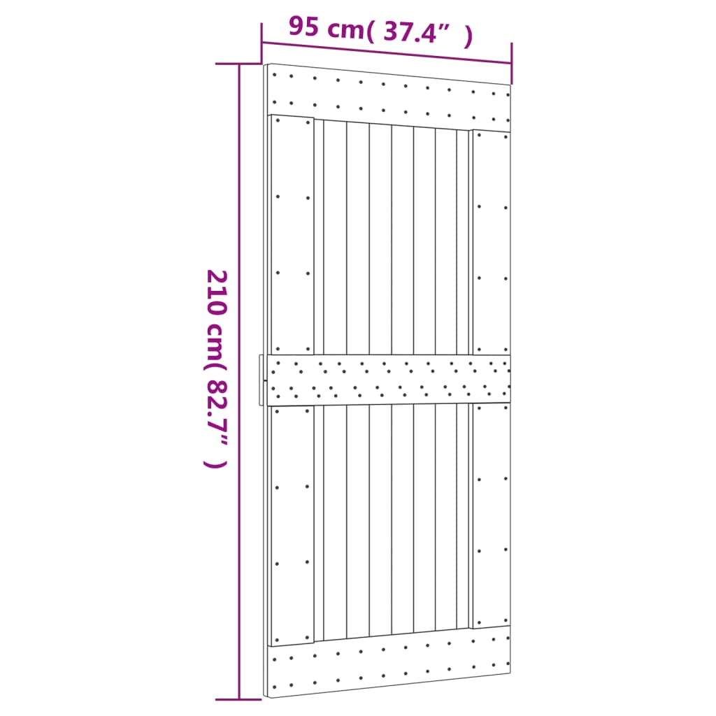 vidaXL Sliding Door with Hardware Set 95x210 cm Solid Wood Pine