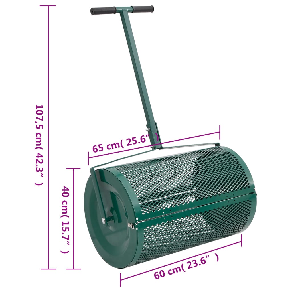 vidaXL Compost Spreader Green Ø40x60 cm Steel