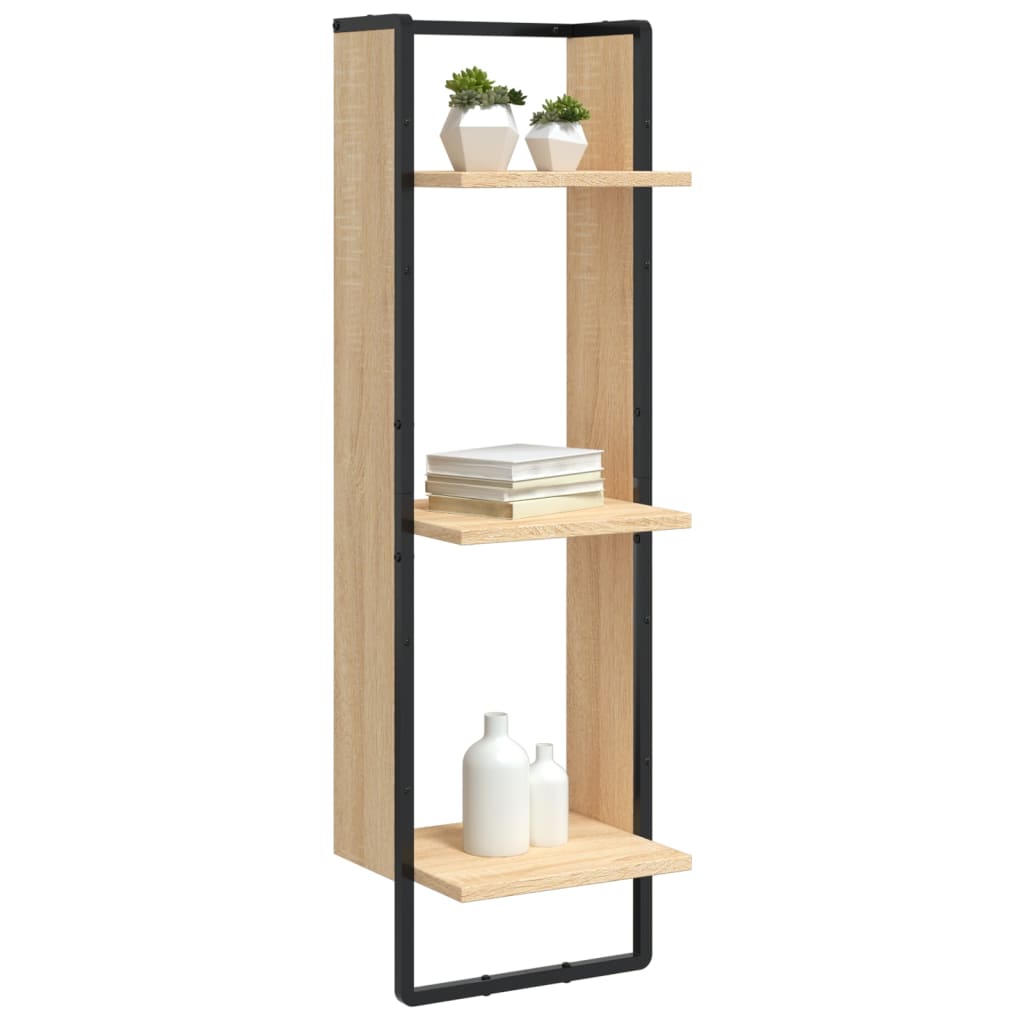 vidaXL 3-Tier Wall Shelf Sonoma Oak 30x25x100 cm Engineered Wood