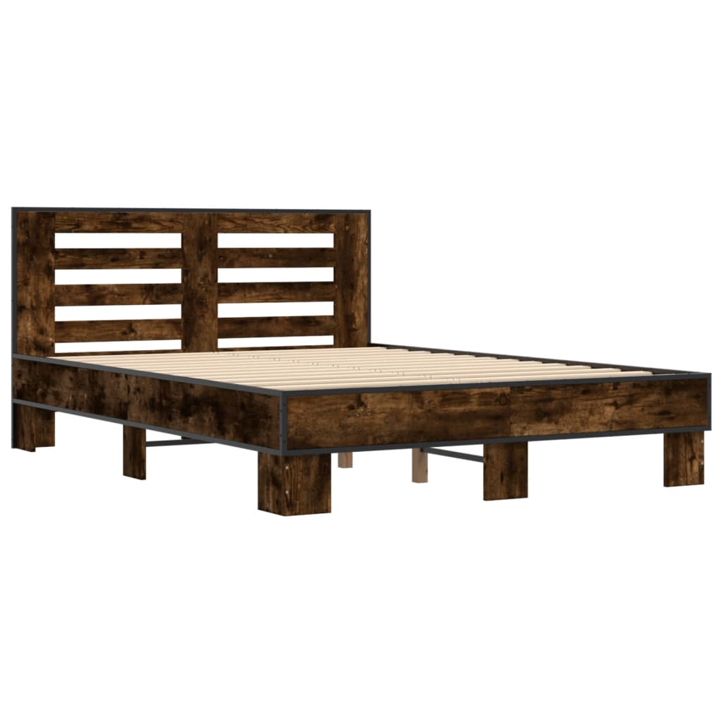 vidaXL Bed Frame without Mattress Smoked Oak 140x200 cm