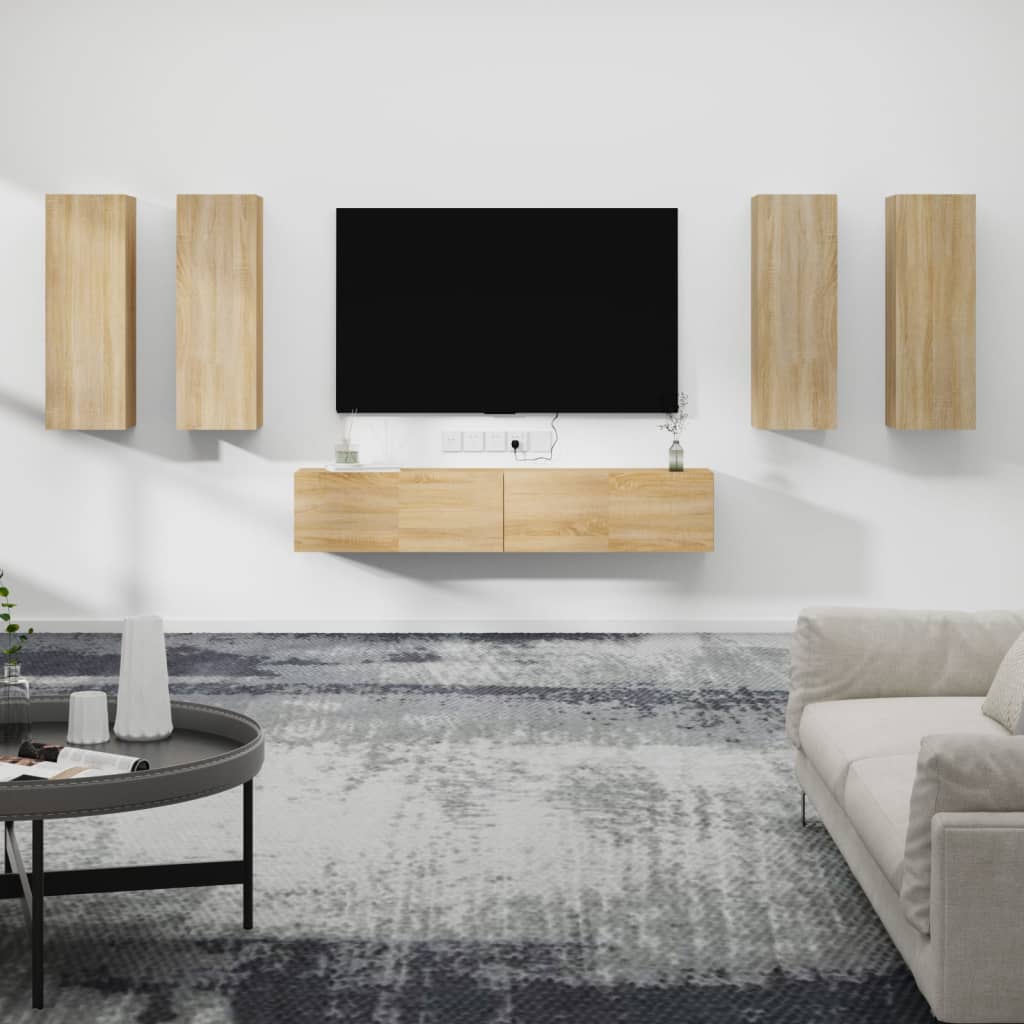 vidaXL 6 Piece TV Cabinet Set Sonoma Oak Engineered Wood