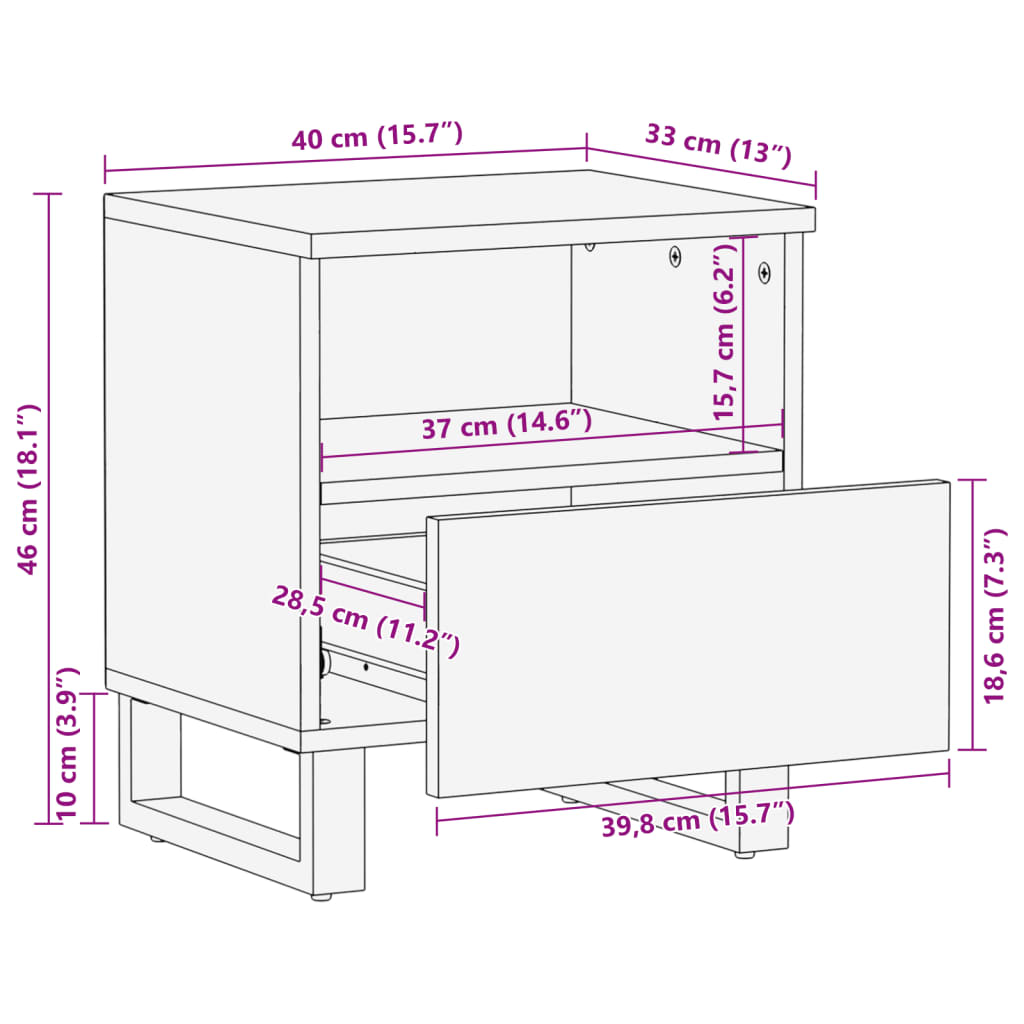 vidaXL Bedside Cabinets 2 pcs 40x33x46 cm Solid Wood Reclaimed