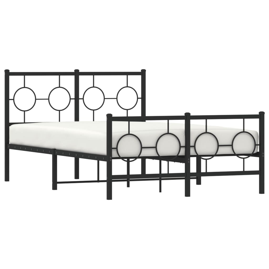 vidaXL Metal Bed Frame without Mattress with Footboard Black 120x190 cm Small Double