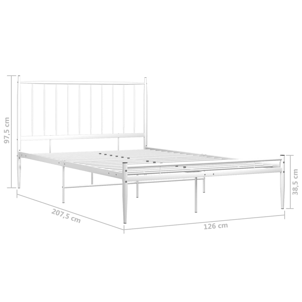 vidaXL Bed Frame without Mattress White Metal 120x200 cm