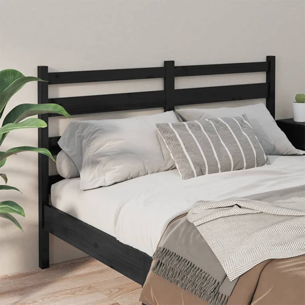 vidaXL Bed Headboard Black 166x4x100 cm Solid Wood Pine