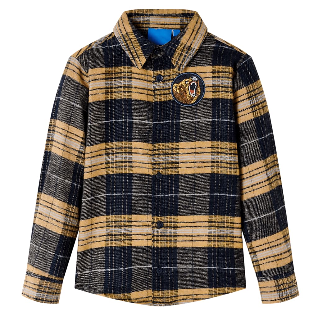 Kids' Plaid Shirt Yellow and Black 128