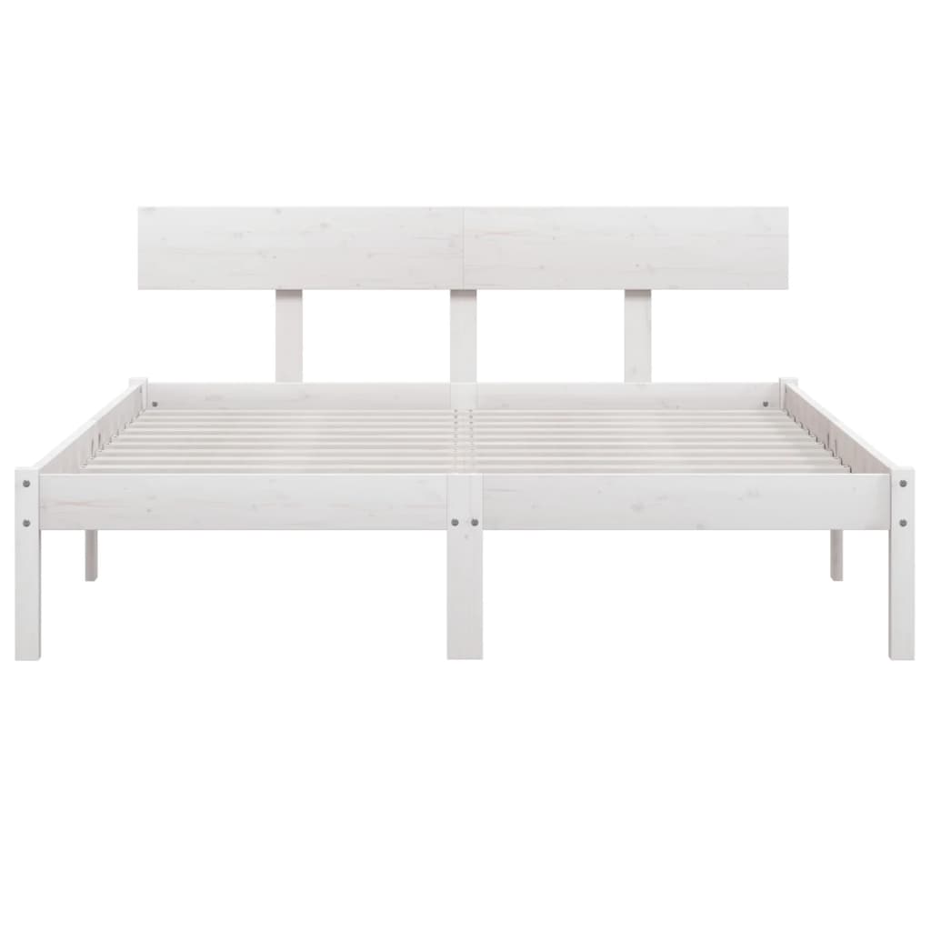 vidaXL Bed Frame White Solid Wood Pine 150x200 cm King Size