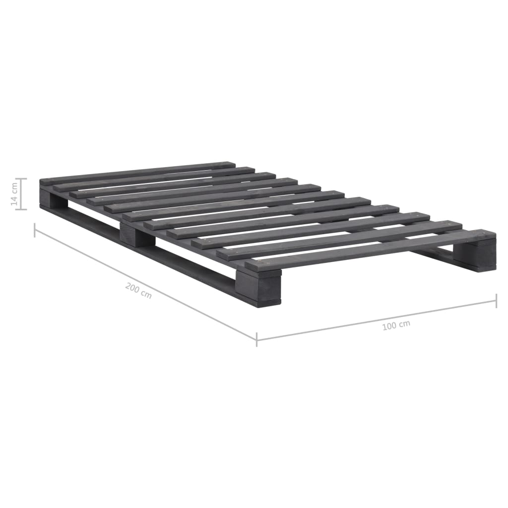 vidaXL Pallet Bed Frame without Mattress Grey 100x200 cm Solid Wood