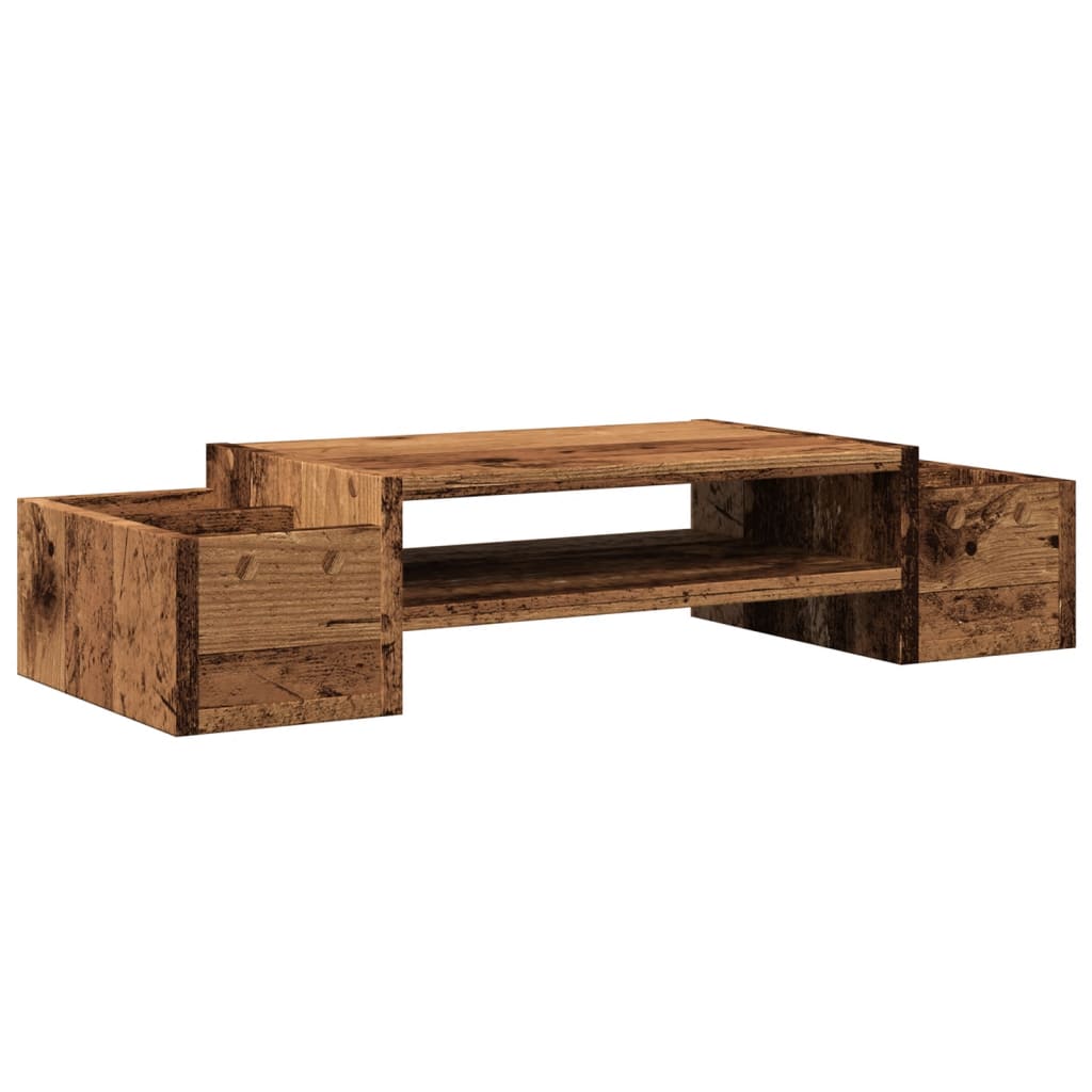 vidaXL Monitor Stand with Storage Old Wood 70x27x15 cm Engineered Wood