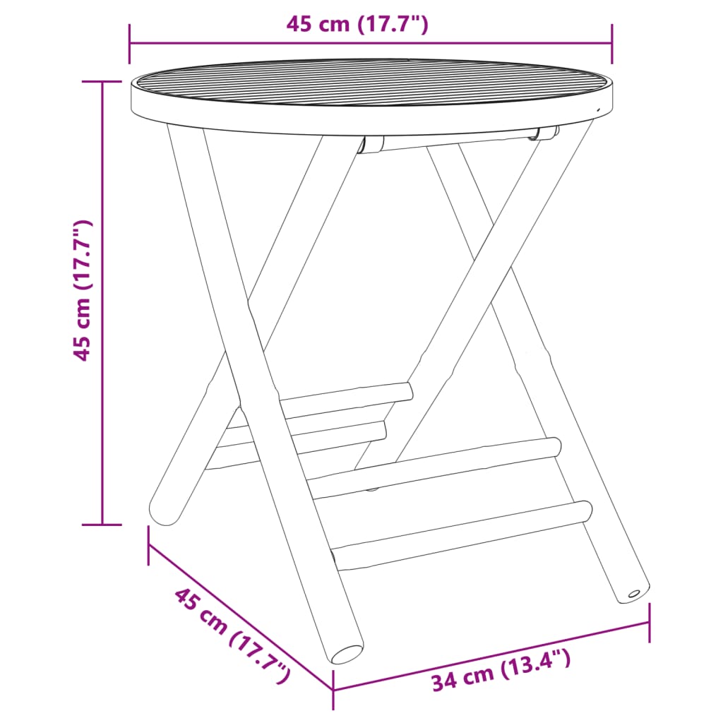 vidaXL 3 Piece Bistro Set Bamboo