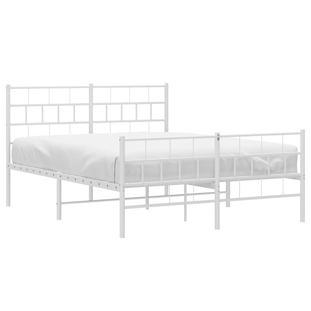 vidaXL Metal Bed Frame without Mattress with Footboard White 140x200 cm