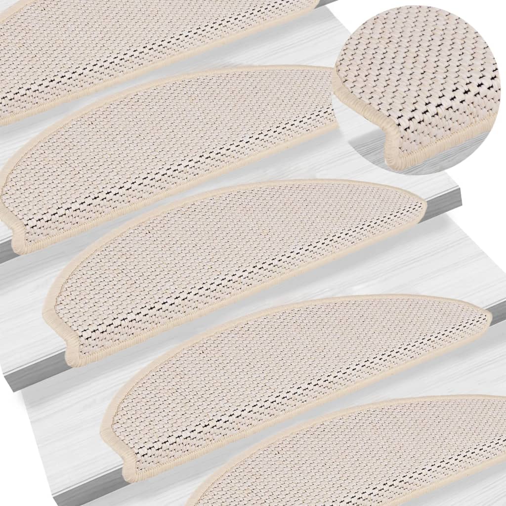 vidaXL Stair Mats Self-adhesive Sisal-Look 15 pcs 65x21x4 cm Berber