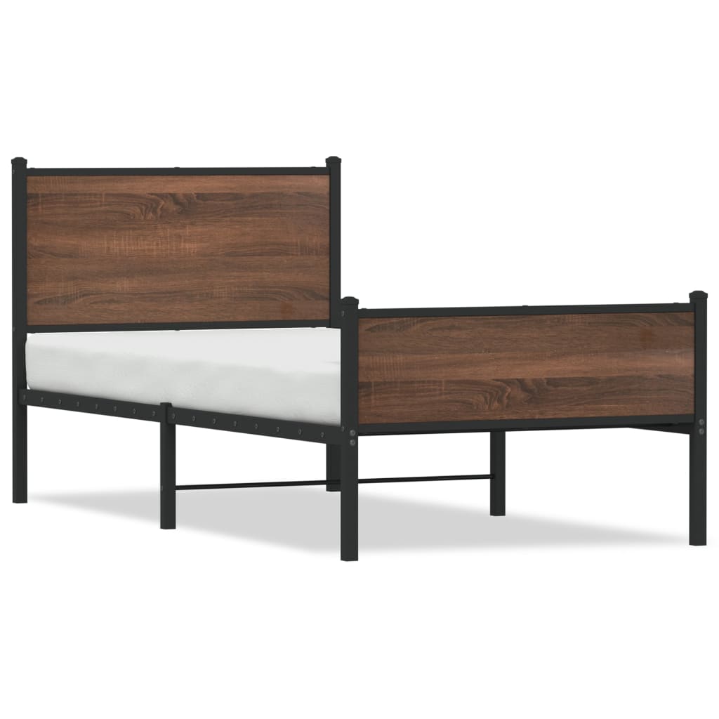 vidaXL Metal Bed Frame without Mattress Brown Oak 80x200 cm