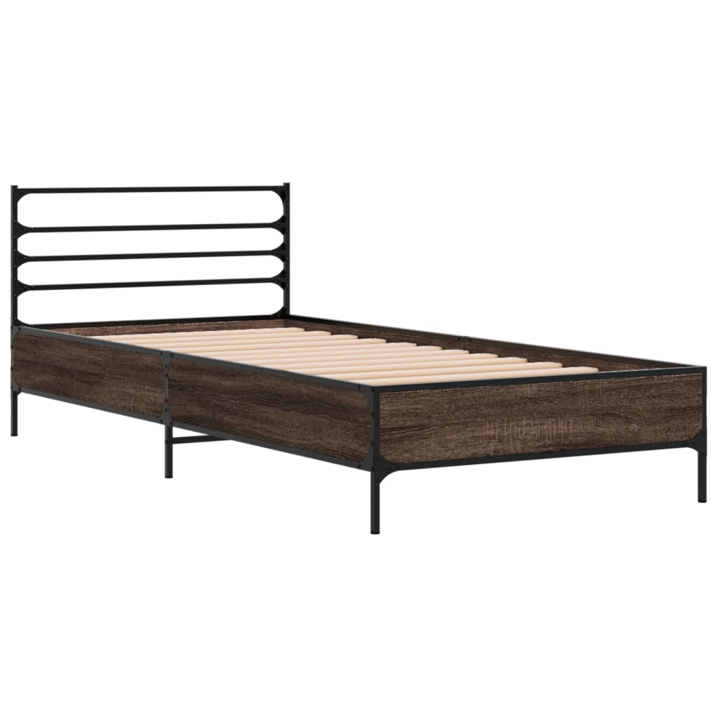 vidaXL Bed Frame without Mattress Brown Oak 75x190 cm Small Single