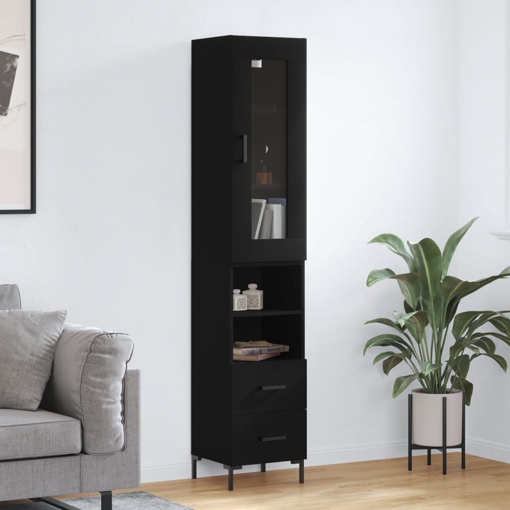 vidaXL Highboard Black 34.5x34x180 cm Engineered Wood