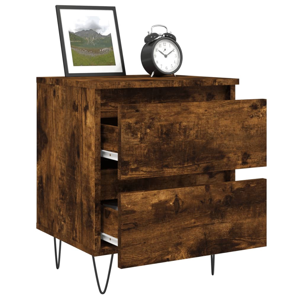 vidaXL Bedside Cabinet Smoked Oak 40x35x50 cm Engineered Wood