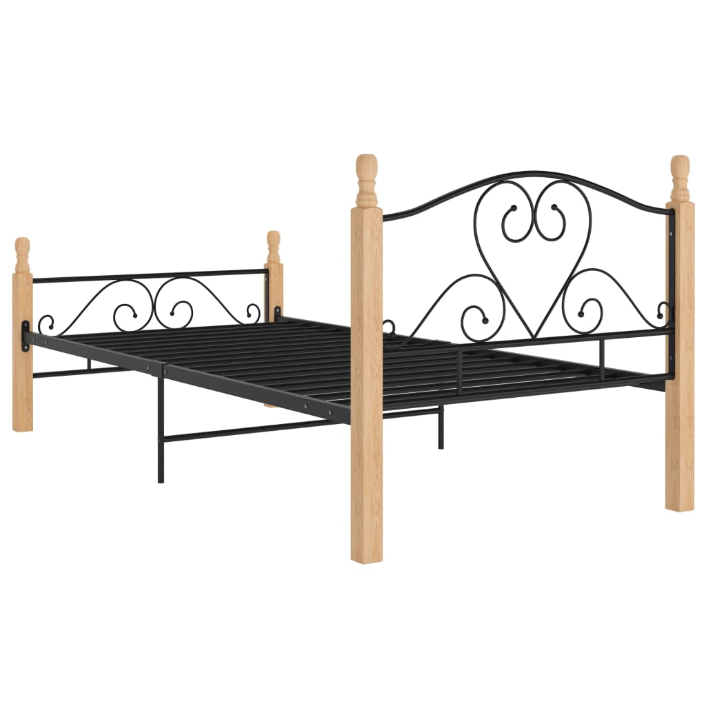 vidaXL Bed Frame without Mattress Black Metal 100x200 cm