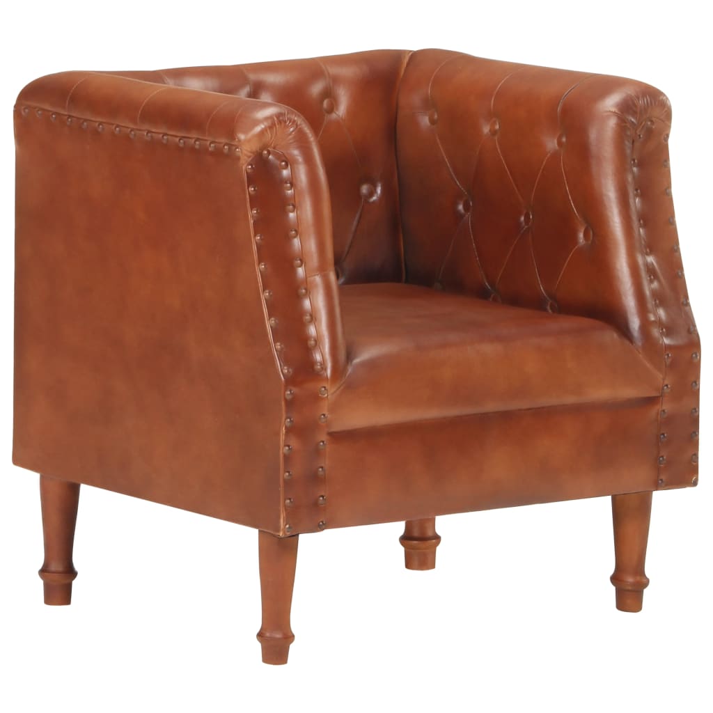 vidaXL Armchair Brown Real Leather