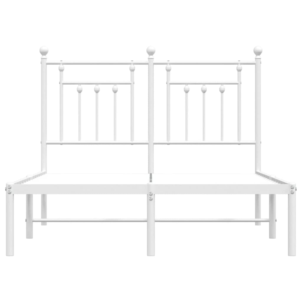 vidaXL Metal Bed Frame without Mattress with Headboard White 120x190 cm Small Double