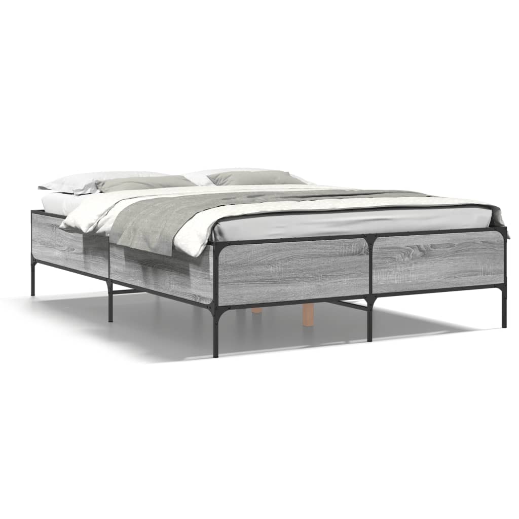 vidaXL Bed Frame without Mattress Grey Sonoma 120x200 cm