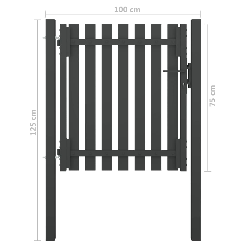 vidaXL Garden Fence Gate Steel 1x1.25 m Anthracite