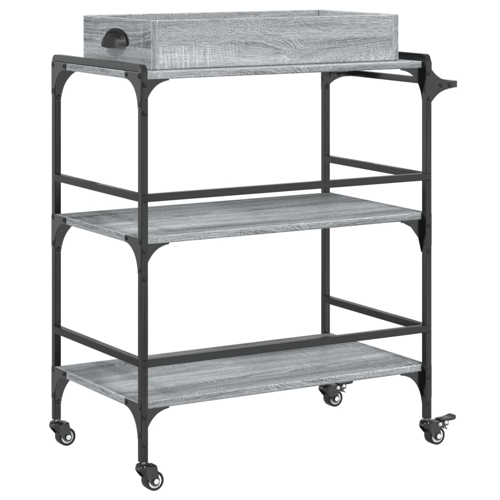 vidaXL Kitchen Trolley Grey Sonoma 81.5x41x92.5 cm Engineered Wood