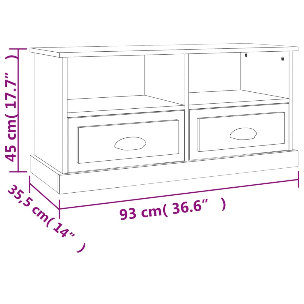 vidaXL TV Cabinet Black 93x35.5x45 cm Engineered Wood