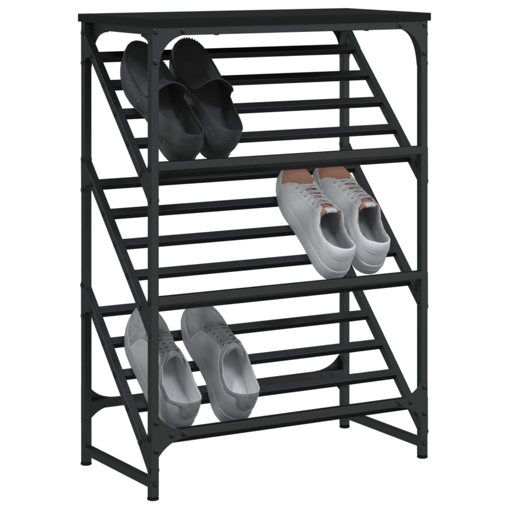 vidaXL Shoe Rack Black 60x30x85 cm Engineered Wood