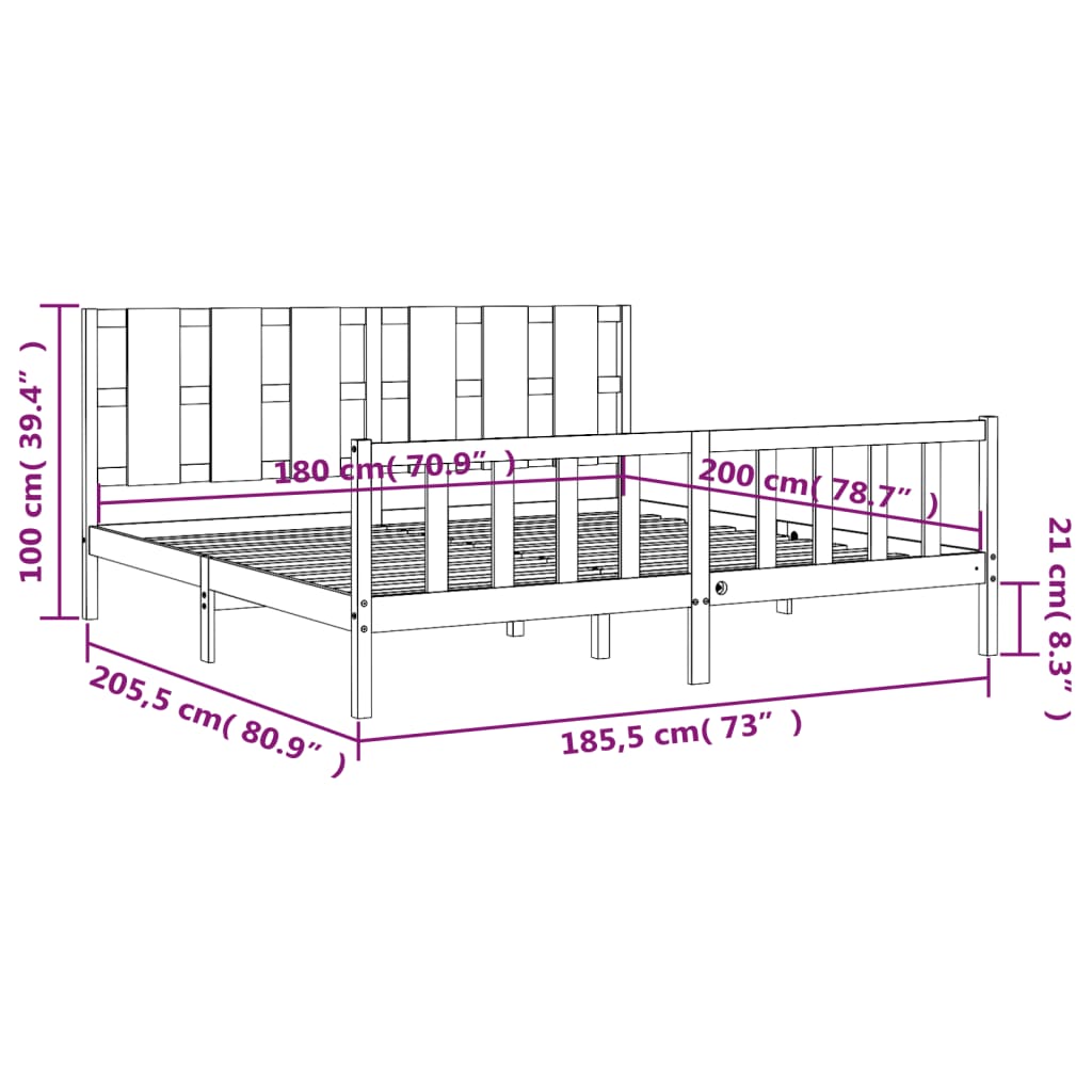 vidaXL Bed Frame without Mattress Solid Wood Pine