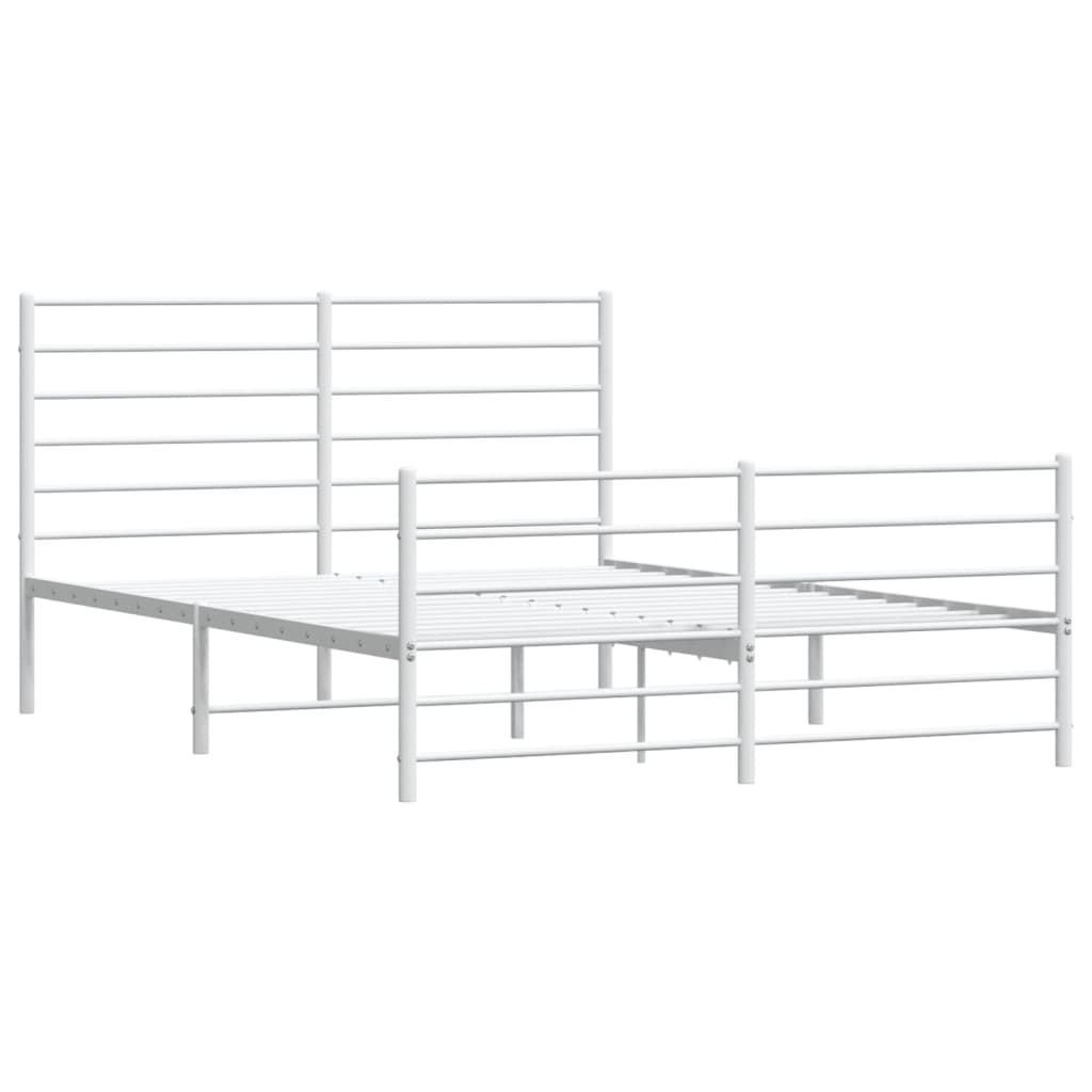 vidaXL Metal Bed Frame without Mattress with Footboard White 135x190 cm Double