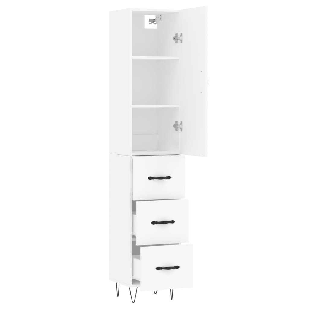 vidaXL Highboard White 34.5x34x180 cm Engineered Wood