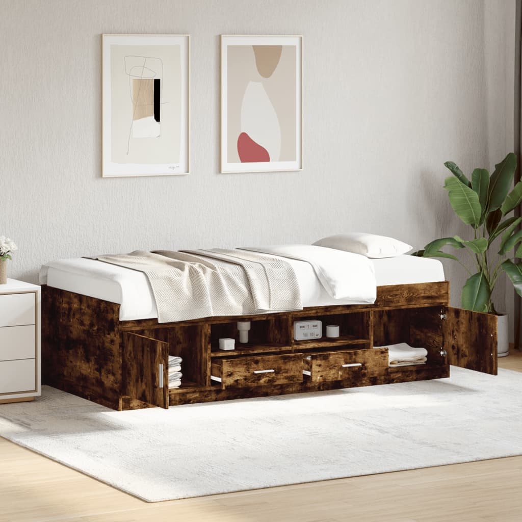 vidaXL Daybed with Drawers without Mattress Smoked Oak 75x190 cm Small Single