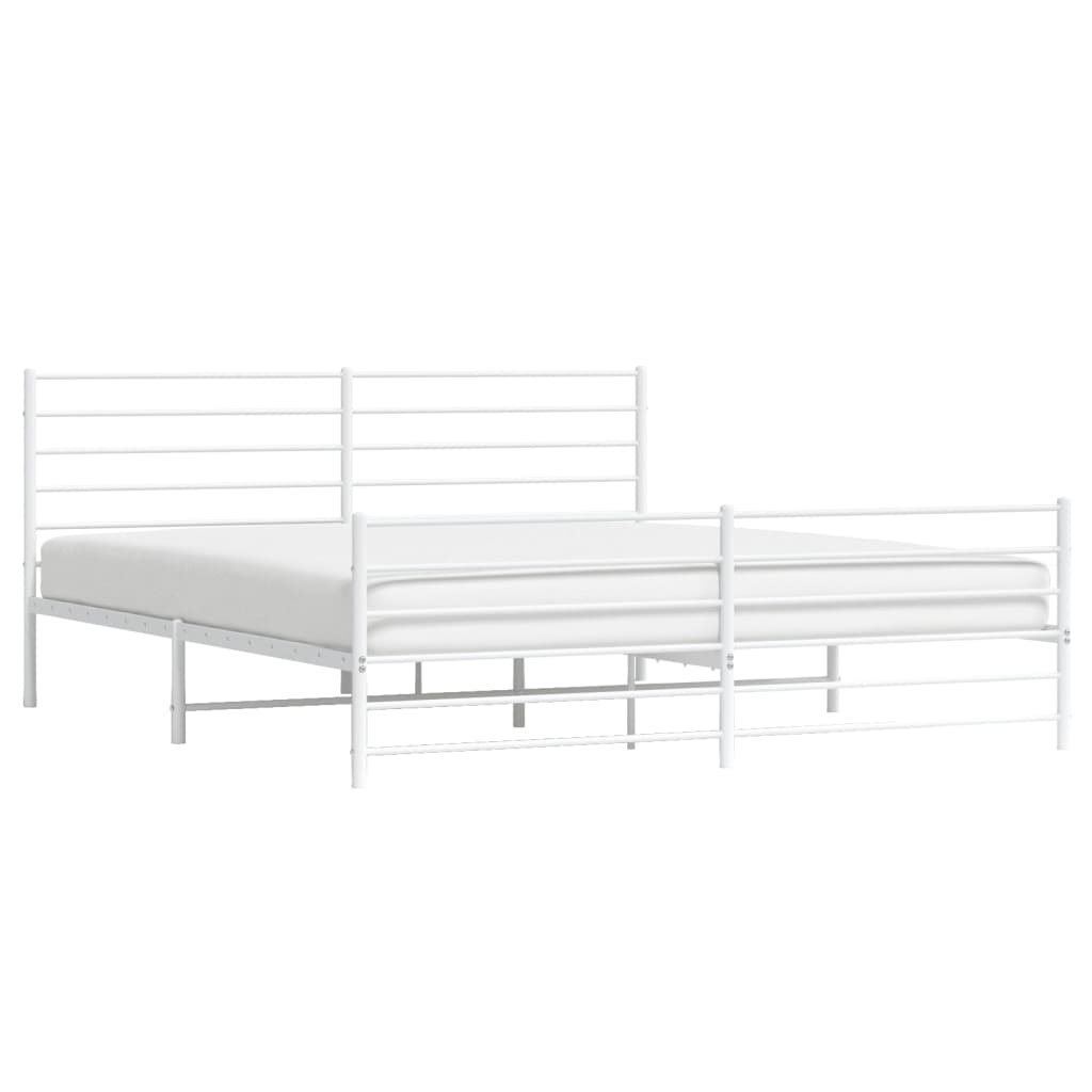 vidaXL Metal Bed Frame without Mattress with Footboard White 200x200 cm