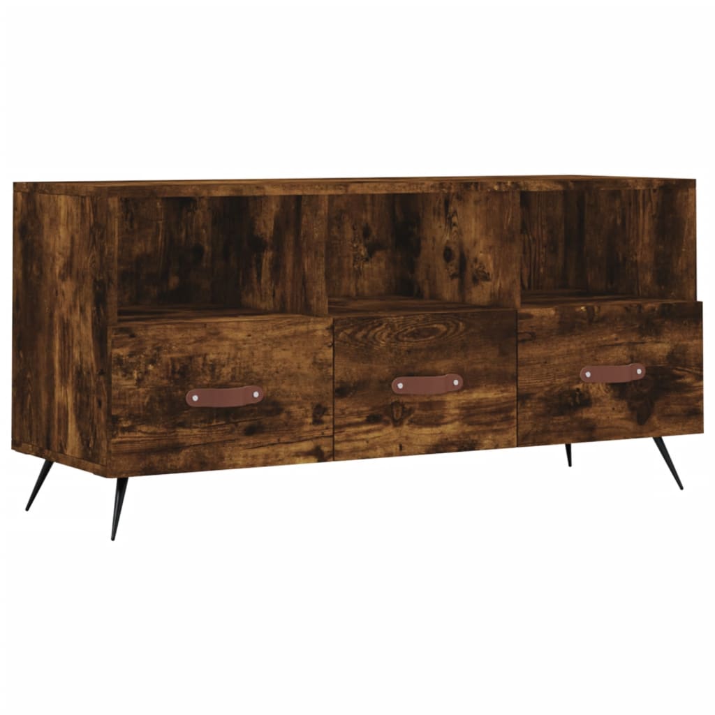 vidaXL TV Cabinet Smoked Oak 102x36x50 cm Engineered Wood