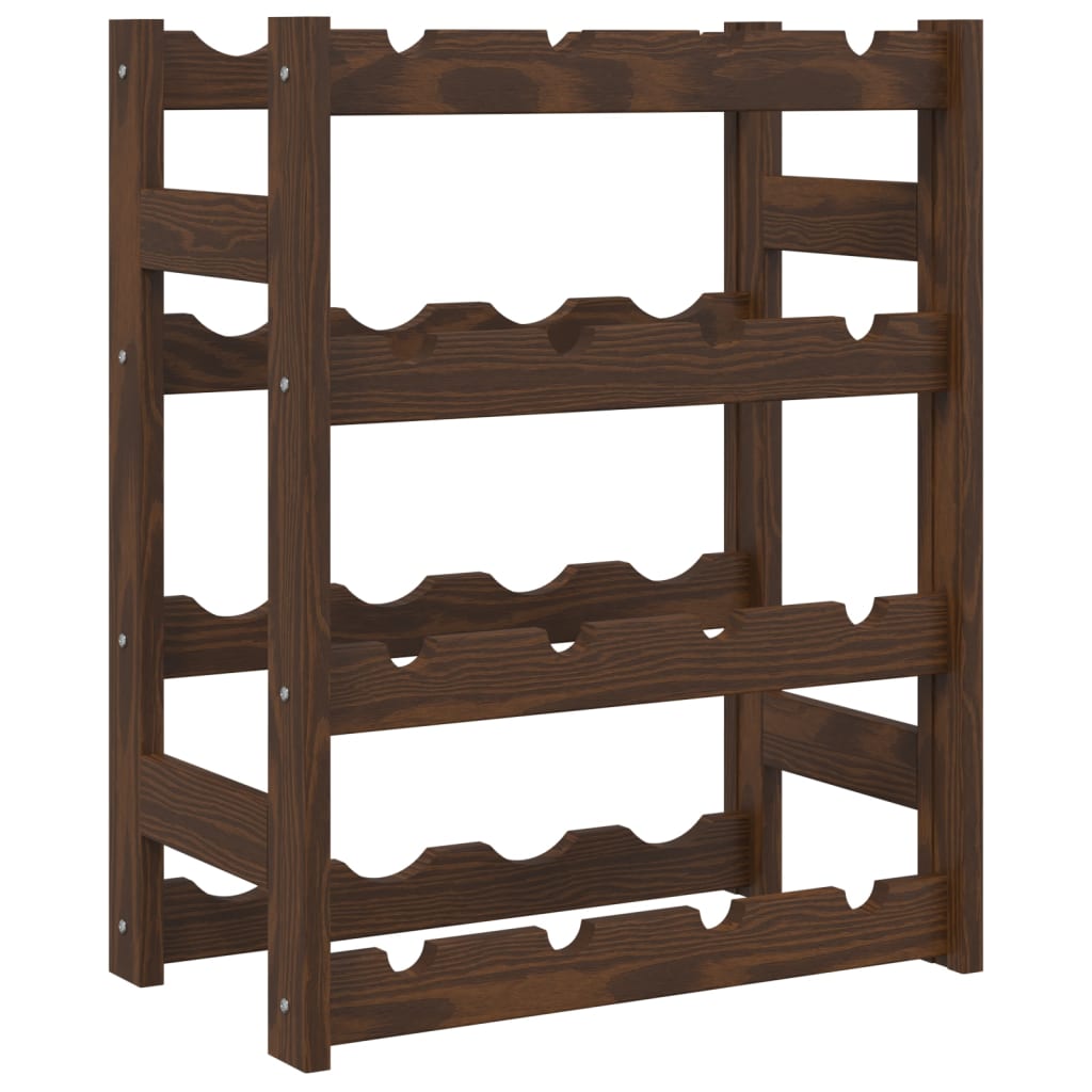 vidaXL Wine Rack for 16 Bottles Brown Solid Wood Pine